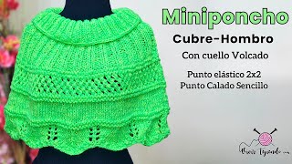 Mini Poncho Cubre Hombro a Dos Agujas – Punto Onda y Zig Zag – Tejidos Muy Bonitos FÁCILES DE TEJER