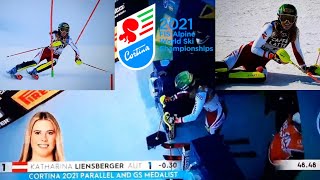 Katharina Liensberger wins superior (-1:00sec) the Women Slalom - 1. and 2. Run - WOW! | WM Cortina