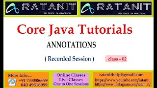 Core javaTutorials || Java Annotations || by Mr.Ratan || class-02