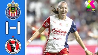 Guadalajara Chivas vs Club Tijuana 1-1 Resumen Y Goles COMPLETO | Liga MX Femenil 2025 Jornada 8