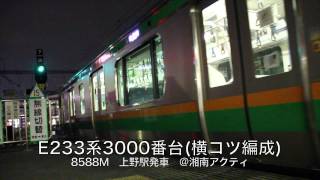 【上野東京ライン】試運転　１０月３１日　8588M　E233系　上野駅