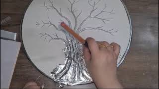 metallic silver tree art ||art and craft #diy #craft #art #SamihaSignature