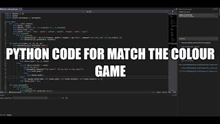 Python code for match the colour game