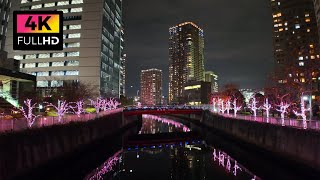 【4K】大崎から五反田まで目黒川沿いを散歩 (Dec. 2023) | Walk along the river from Oosaki to Gotanda.