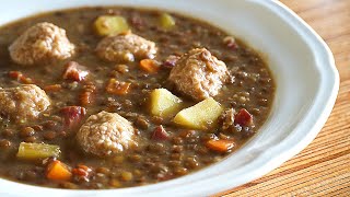 LENTEJAS CON ALBÓNDIGAS Y VERDURAS CASERAS