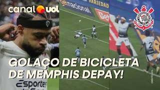 MEMPHIS DEPAY FAZ GOLAÇO DE BICICLETA EM GRÊMIO X CORINTHIANS E COMEMORA: VEJA GOL DO BRASILEIRÃO