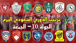 جدول ترتيب الدوري السعودي بعد مباريات اليوم الجمعة - الجولة العاشرة 10 - بعد تعادل الهلال والاهلي