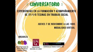 Experiencias en la formación y acompañamiento de TFI y/o tesinas  en Trabajo Social