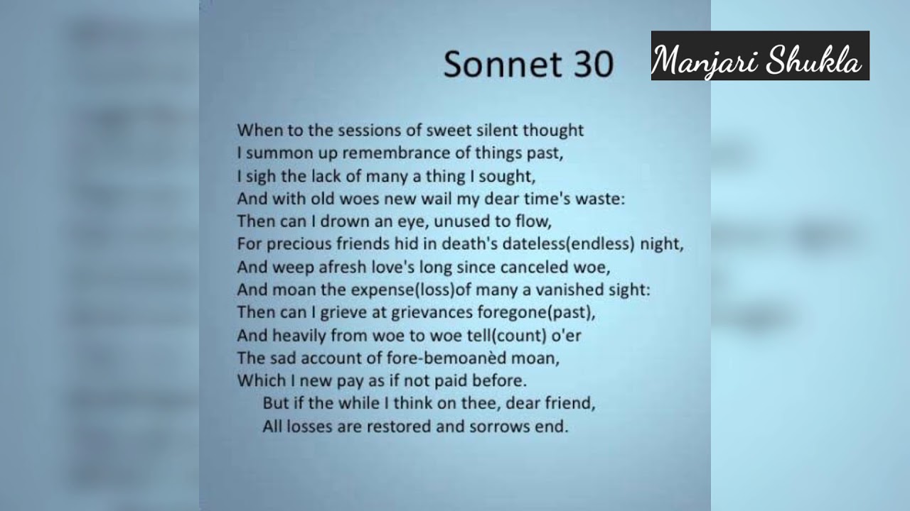 What Is Sonnet 30 About