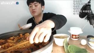 BJ노빡구 먹방 [닭볶음탕 닭2마리 +중국집볶음밥 곱빼기].korean mukbang