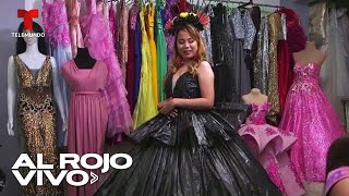 Diseñadora crea vestidos con materiales reciclados