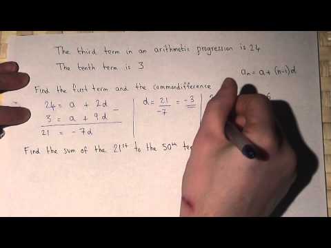 Arithmetic progressions : finding first terms and common difference Arithmetic progressions : finding first terms and common difference