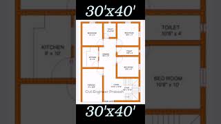 #shorts 30 x 40 house plan with 3bhk house design