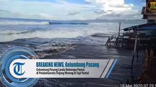 Gelombang Pasang Landa Beberapa Pantai di Palabuhanratu Terjang Warung di Tepi Pantai