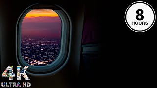 Night Airplane White Noise Ambience | Flight Attendant | Call Ding | Reading, Study, Sleep | 8 Hours