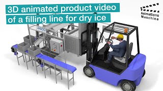 3D animation video of a distribution concept for dry ice pellets