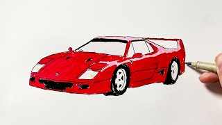 How to Draw a Ferrari F40 Car