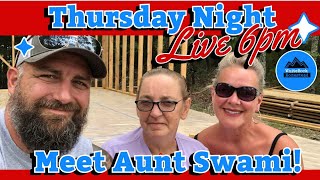 Thursday Night Live! Meet Aunt Swami / tiny house homesteading cabin build DIY H