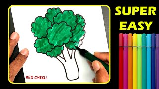 How To Draw Broccoli Easy Step By Step || Super Easy Drawing
