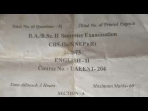 B.A/b.sc 2nd Sem NEP English Previous Years Question Papers Jammu ...