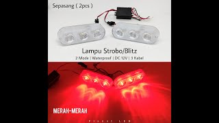 COD SEPASANG Lampu Strobo / Blitz LED 2 Mode LED Motor 2X3 Mata KEDIP MERAH MERAH