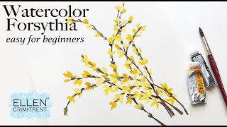 EASY Watercolor Practice for Beginners- Forsythia