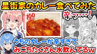 姉街の手作りカレーを食べたみこちとこより、辛すぎて水が止まらなくなるｗ【ホロライブ切り抜き/さくらみこ/星街すいせい/博衣こより】