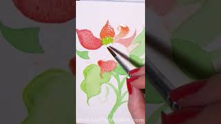How I paint a poinsettia Christmas flower in watercolor #shorts