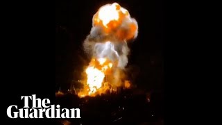 Moment Ukrainian airstrike hits Russian warship in Crimea