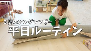 【部屋のリセット】土日で汚れた部屋を片付ける/３児のシングルマザー