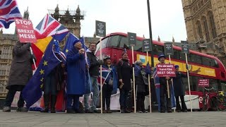 Britânicos protestam diante do Parlamento