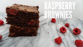 Dark Chocolate Raspberry Brownie Recipe | The CHEWIEST, FUDGIEST brownies!