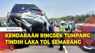 Saling Tindih! Kendaraan Bertumpuk Akibat Kecelakaan Beruntun di Tol Semarang