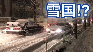 東京都内の積雪の様子  1/22  18：30頃   大雪！ Tokyo heavy snow 2018