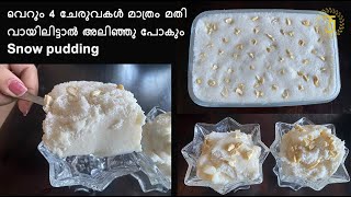 വെറും 4 ചേരുവകൾ മാത്രം മതി | Snow White Pudding | NO EGG SIMPLE TASTY PUDDING