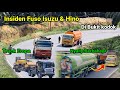 Insidet Truck Fuso Vs Isuzu & Hino Di Bukit Kodok, Aksi Nekat Truk Tangki Nyalip Berbahy4