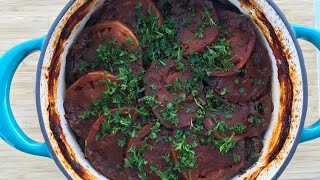 Traditional Iraqi Eggplant Casserole - Tepsi Batinjan  ( Oil free) Moussaka Al Batinjan