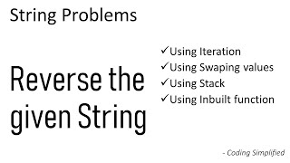 String Problem - 5: Reverse the given String | Java Implementation