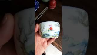 China Jingdezhen Ceramic Cup Hand Painted Landscape Teacup Crafts