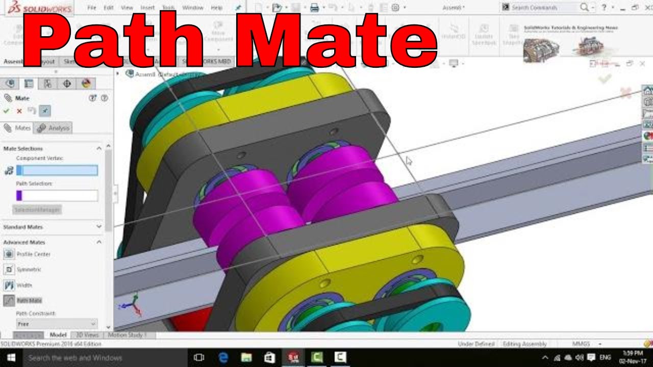 SolidWorks Tutorial: How To Use Path Mate In SolidWorks Assembly - YouTube