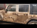 4x4オフロードJEEPを湖に洗い流す方法は？😱ディープクリーンの詳細🤤＃satisfying #asmr