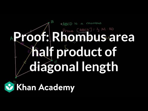 Proof: Rhombus area half product of diagonal length | Quadrilaterals | Geometry | Khan Academy Proof: Rhombus area half product of diagonal length | Quadrilaterals | Geometry | Khan Academy