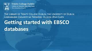 Getting started with EBSCO databases