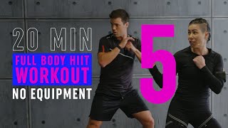20 Min Full Body HIIT Workout 5 / Intense Fat Burning & Toning Cardio / No Equipment