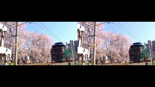 ３Ｄ版87系トワイライトエクスプレス瑞風 東町踏切 20230331　Series87 TwilightExpress Mizukaze 31Mar2023 Higashimachi crossing