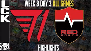 T1 vs NS Highlights ALL GAMES | LCK Summer 2024 W8D3 | T1 vs Nongshim Redforce Week 3 Day 3