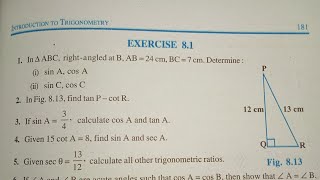 Class 10 ll Ex - 8.1 ll Q- 1 ll Maths ll Introduction To Trigonometry ll Chapter -8 ll NCERT ll CBSE