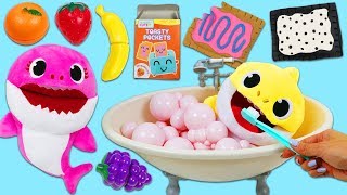 Baby Shark Morning Routine with Bubble Bath Time, Toy Fruits, and Play Doh Pop Tarts!