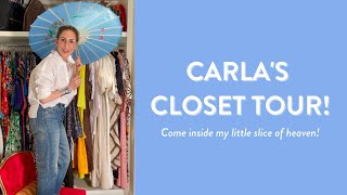 Carla's Closet Tour! | HUGE Closet with Spiral Staircase & Fireplace! | Over-Fifty Fashion