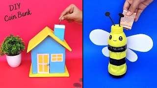 DIY 2 Cute Coin Bank from Cardboard & Plastic Bottle/Best out of waste/How to make Money Storage Box
